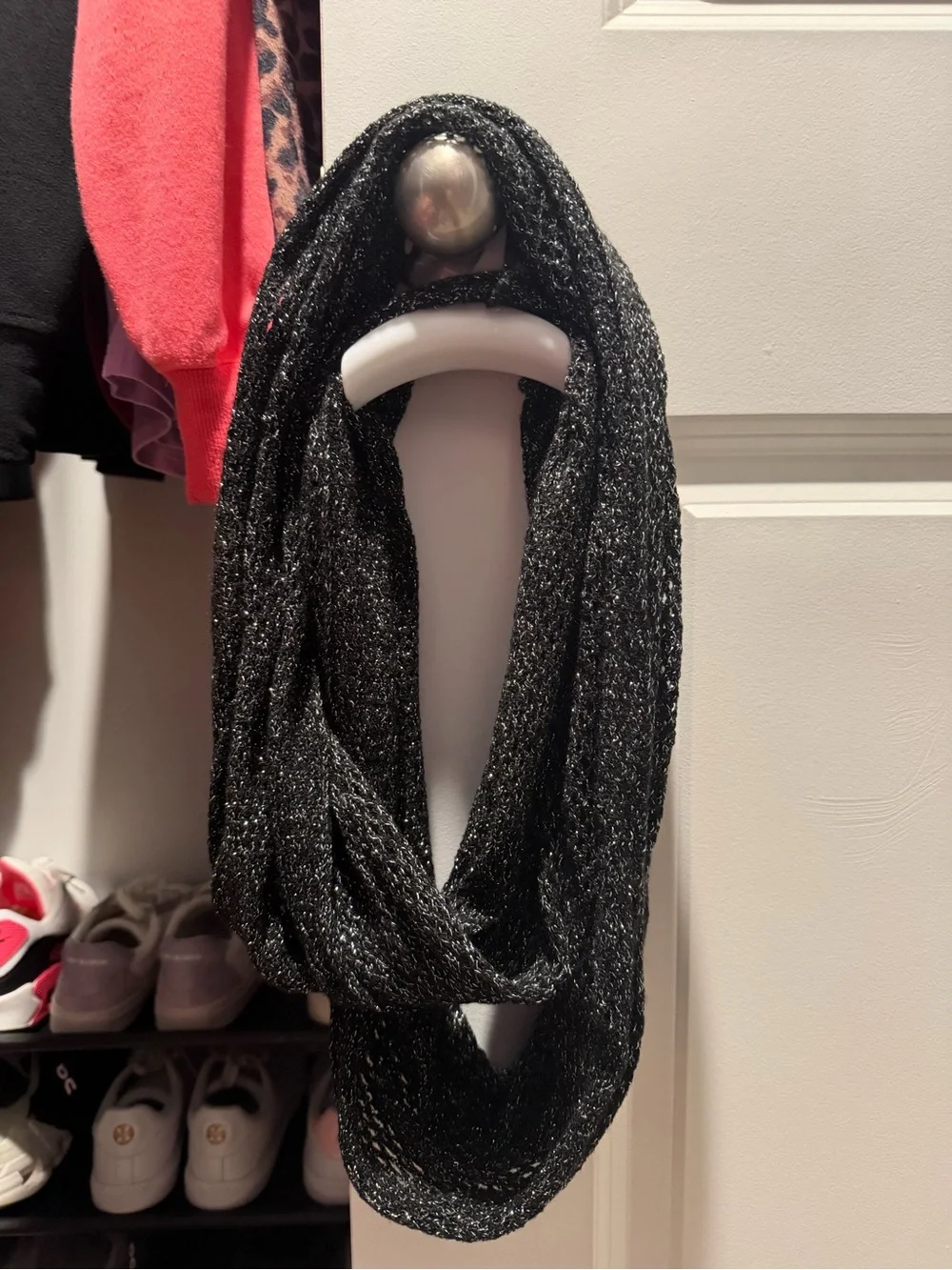 Sparkle Black Metallic Knit Scarf